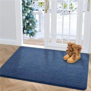 Entryway Rug, Non Slip Low Profile Absorbent Washable Mats19.5"x31.5",Blue
